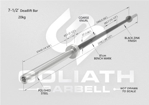 Goliath Deadlift Bar - Stainless Steel / Hardened Chrome sleeves  - 20kg